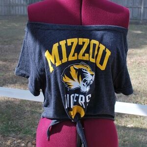 Univ of Missouri Mizzou Tigers Cropped Off Shoulder One Shoulder Shirt Top M